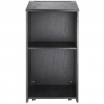 Podiumo stovas 60x36x120 cm juodas, medinis, su laikymo lentynomis