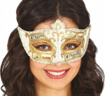 Auksinė Venecijos Kaukė su Natomis Karnavalui ir Baliam