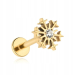 Titano labret auskaras su cirkoniu "sniego pūga", 1,2/8 mm