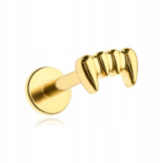 Auksinis titano labret auskaras "vampyro iltys" 1,2/6 mm