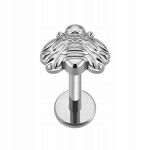 Titano labret auskaras sidabrinė bitė 1,2/8 mm