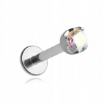 Titano labret auskaras su cirkoniu, 1.2/8/3.5 mm