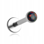 Titano Labret Auskaras su Juodu Opalu, Sidabrinis, 1.2/6/3 mm
