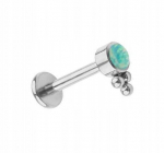 Titano labret su opalu, sidabro spalvos, 1.2/6 mm