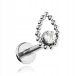 Titano labret auskaras su cirkoniu, la&scaron;elis, 1,2/6 mm