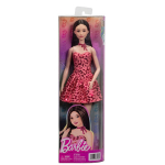 Mados lėlė Barbie Fashionistas JJN59 rožinis leopardinis suknelės modelis su juodais plaukais