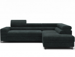 L formos kampinė sofa &bdquo;Colesio&ldquo; moderni žalia audinė, su miego funkcija, patalynės dėže