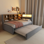 Sofa-lova 90x200 su i&scaron;traukiama lova, LED ir lizdais