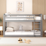 Vaikų dviauk&scaron;tė lova 90x200 i&scaron; pu&scaron;ies masyvo pilka