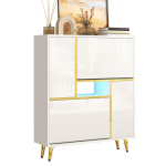 Moderni balta batų spintelė su LED, 80x25x96 cm