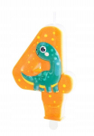 Torto žvakutė "dinozauras" - skaičius 4 gimtadieniui
