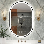 Nerasojantis Ovalus Led Vonios Veidrodis Su Bluetooth Starlead 90X60 Cm, Juodas