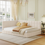 Polsterinė sofa-lova 140x200 cm, multifunkcinė, smėlio spalvos