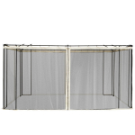 Moskitų tinklas pavėsinei 3x4 m, 4 &scaron;oninės dalys, juodas