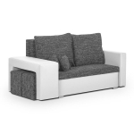 Sofa HUBERT2 2-vietė su miego funkcija, pilka/balta, modernus audinys
