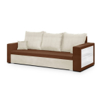 Sofa-lova SAM1, 3 vietų, kreminės/sviesiai rudos spalvos apmu&scaron;alai, modernus dizainas