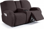 Recliner dvivietės sofos užvalkalas 4 dalių su ki&scaron;enėmis rudas 1 rinkinys