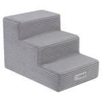 Welsti laiptai &scaron;unims 30 cm, 3 laipteliai, pilkas Kordinis velvetas, iki 10 kg