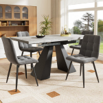 Valgomasis stalas ir kėdės, MDF, plienas, 99-159cm, 5 vnt