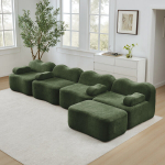 Modulinė L formos sofa, 4 vietų, 32D putos, su otomane, 1 vnt