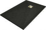 Stačiakampis du&scaron;o padėklas Mexen Stone+ su sifonu, 120 x 90 cm, Black+Gold