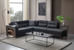 Kampinė sofa-lova Tloft Left, antracito spalvos