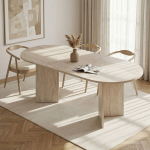 Valgomojo stalas Sorell Travertine, 160x75x90 cm, smėlio spalvos
