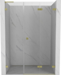 Mexen Lunar-F L sulankstomos du&scaron;o durys, de&scaron;inės 145 cm, permatomos, auksinės &scaron;lifuotos - 836SL-145-050-55-00-P