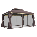 Sodo paviljonas 390 x 290 cm, su tinkleliu nuo vabzdžių, 4 sienelės, rudas/juodas