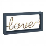LED dekoracija Love mediniame rėmelyje, 25x15 cm