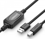 Juodas USB-B į USB-A 2.0 kabelis spausdintuvui ar skeneriui, 10 m