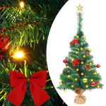 VidaXL dirbtinė kalėdų eglutė su žaisliukais ir LED, žalia, 64cm, Auksas