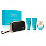 Rinkinys Versace Dylan Turquoise - EDT 100 ml + kūno losjonas 100 ml + du&scaron;o želė 100 ml + kosmetinė