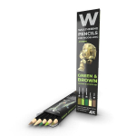 AK Interactive - Weathering Pencils GREEN & BROWN Shading & Effects Set (pie&scaron;tukų rinkinys), AK10040