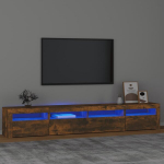 Televizoriaus spintelė su led, dūminio ąžuolo, 240 x 35 x 40 cm