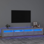 Tv spintelė su led ap&scaron;vietimu, betono pilka, 240 x 35 x 40 cm