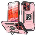 Apsauginis dėklas su žiediniu laikikliu iPhone 15 Pro, rožinis auksas