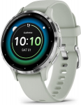 Garmin Venu&reg; 3S Silver Stainless Steel Bezel with Sage Gray Case and Silicone Band