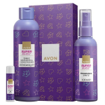Dovanų rinkinys Avon Super Star mergaitėms: kūno pur&scaron;kiklis, 100 ml + &scaron;ampūnas ir kondicionierius, 200 ml + lūpų balzamas, 4 g