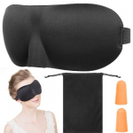 Miego kaukė akims su ausų ki&scaron;tukais unisex, juoda
