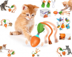 Interaktyvus i&scaron;manusis žaislas katėms kamuolys Haplix Smart Cat Ball Carrot, oranžinis