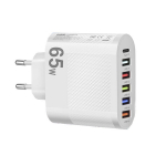 Greitas įkroviklis Lyk-881 su 6 USB prievadais, 65W.