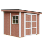 PREMIUM kokybės sodo namelis Timbela - M938B, 5.9 m&sup2; - A231x248x294 cm - Be grindų ir &scaron;oninės sienos - su dažų rinkiniu REDWOOD RED
