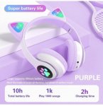 Happy people Buetooth ausinės Cat ears LED, violetinės