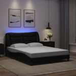 dvivietė lova，suaugusiųjų lova，Lovos rėmas su LED, juodos spalvos, 140x190cm, dirbtinė oda CFE3510297