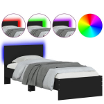vienvietė lova，suaugusiųjų lova,Lovos rėmas su galvūgaliu ir LED lemputėmis, juodas, 75x190cm CFE6774232