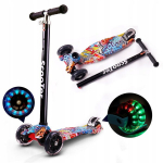 Triratis paspirtukas scooter su Led ratais Graffiti Buty