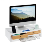 Monitoriaus laikiklis Monitoriaus stovas su stalčiais 14x60x30cm., &scaron;viesiai rudos/baltos spalvos