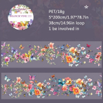 Dekoratyvinė PET juosta su gėlių ir drugelių ra&scaron;tu, 5x200cm, Violetinė rūko orchidėja
