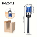 Profesionali freza medienai su guoliu, 1vnt 6 mm x 1/2 x 11,9 mm